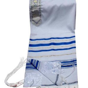 Tallis Prayer Shawl 24/72 Blue & Silver or Blue & Gold (Imported from Israel)