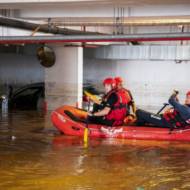 firefighters flood rescue boat
