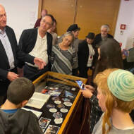 Jewish astronaut Jeff Hoffman presents his archive at the National Library of Israel in Jerusalem on March 23, 2023.