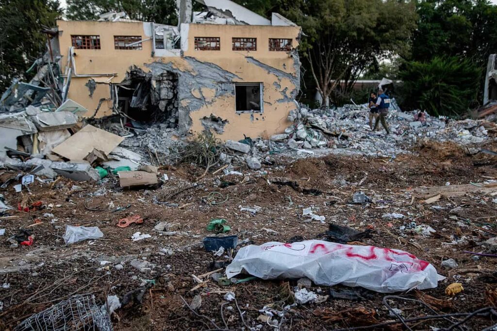 Days after Oct. 7, the destruction can be seen after the assault by Hamas terrorists in Kibbutz Be’eri, near Gaza border in southern Israel, Oct. 11, 2023. Photo by Oren Ben Hakoon/Flash90.
