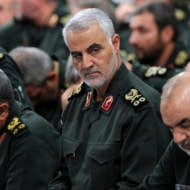 Gen. Qassem Soleimani, center, attends a meeting in Tehran, Iran.