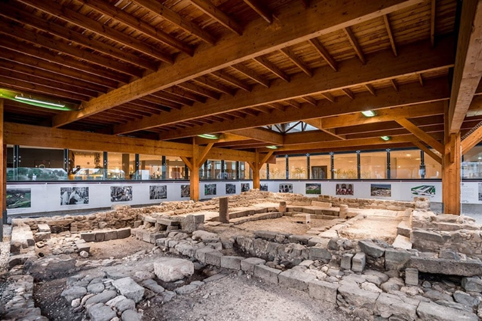 A wooden roof was built on top of the Second Temple Synagogue to protect it from the elements. Photo Credit: Magdala Archeological Park