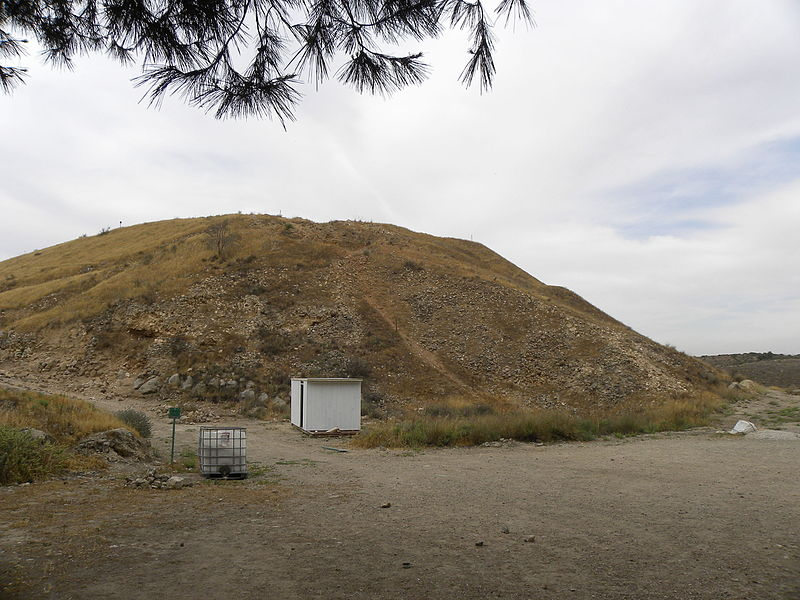 The remains of the siege ramp of Lachish seen in the Relief.  Photo Credit: Ian Scott -  Creative Commons Attribution-Share Alike 2.0 Generic