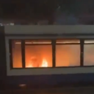 Tram lit on fire in Amsterdam