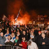 Demonstrators attend a pro-Israel rally in Amsterdam