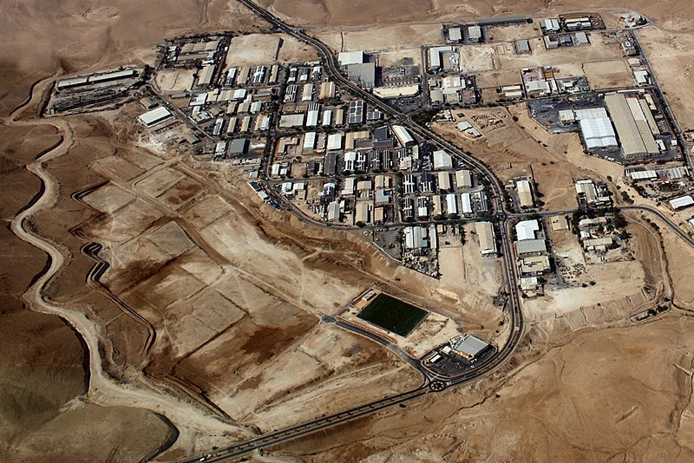 A partial aerial shot of the Industrial zone of Mishor Adumim. Since this picture was taken, more factories have been built. Photo Credit: Neukoln – Creative Commons Attribution-Share Alike 3.0 Unported