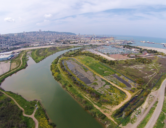 The mouth of the river empties into the Mediterranean Sea in northern Haifa.