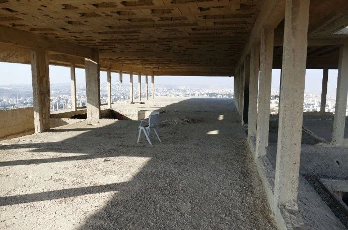  Inside King Hussein's incomplete palace on top of Tel El Ful. The Panoramic view from here is spectacular Photo Credit: Bukvoed0