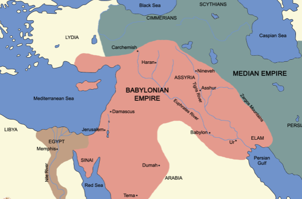 The Babylonian Empire at its Zenith (in Pink)
