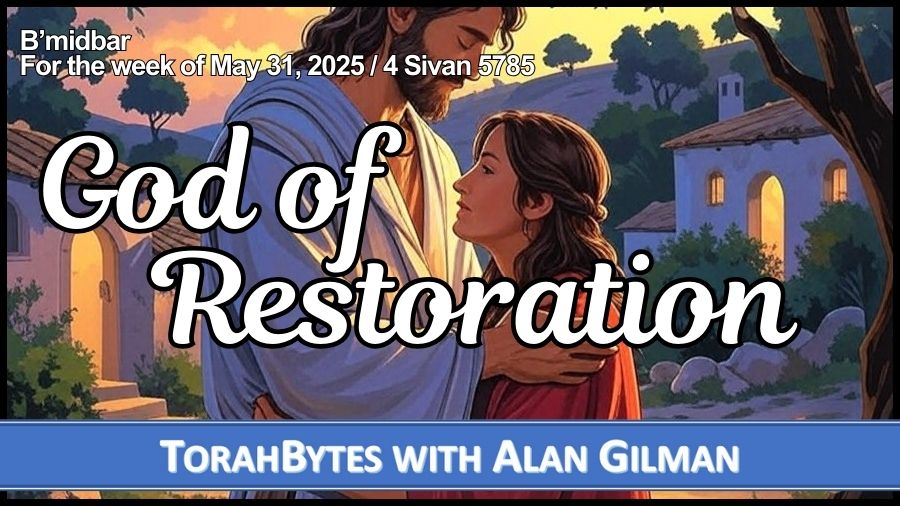 Message information over an illustration depicting the restoration of Gomer to Hosea