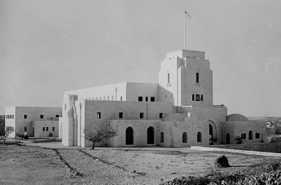 The former British High Commissioner’s residence and offices as seen in the 1930s. Today, the UN controls this site. The former British High Commissioner’s residence and offices as seen in the 1930s. Today, the UN controls this site.